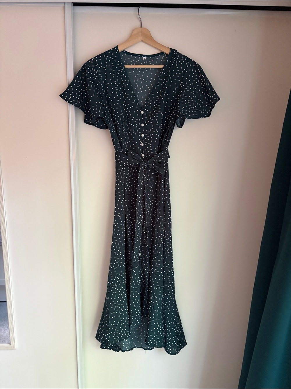 Vintage Style Dark Green Polka Dot Dress